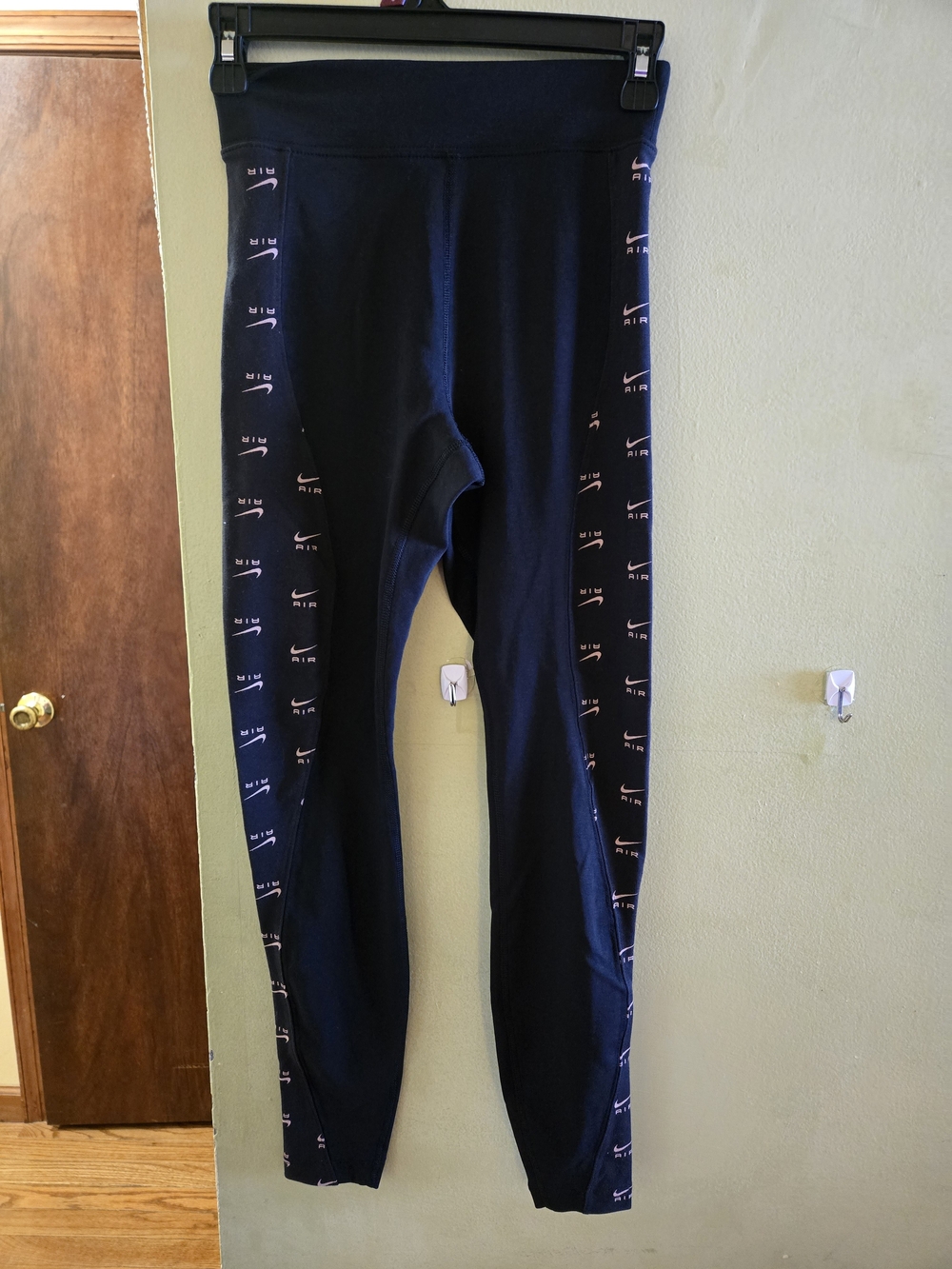 Nike Black Leggings with Gold Swoosh Side Stripe